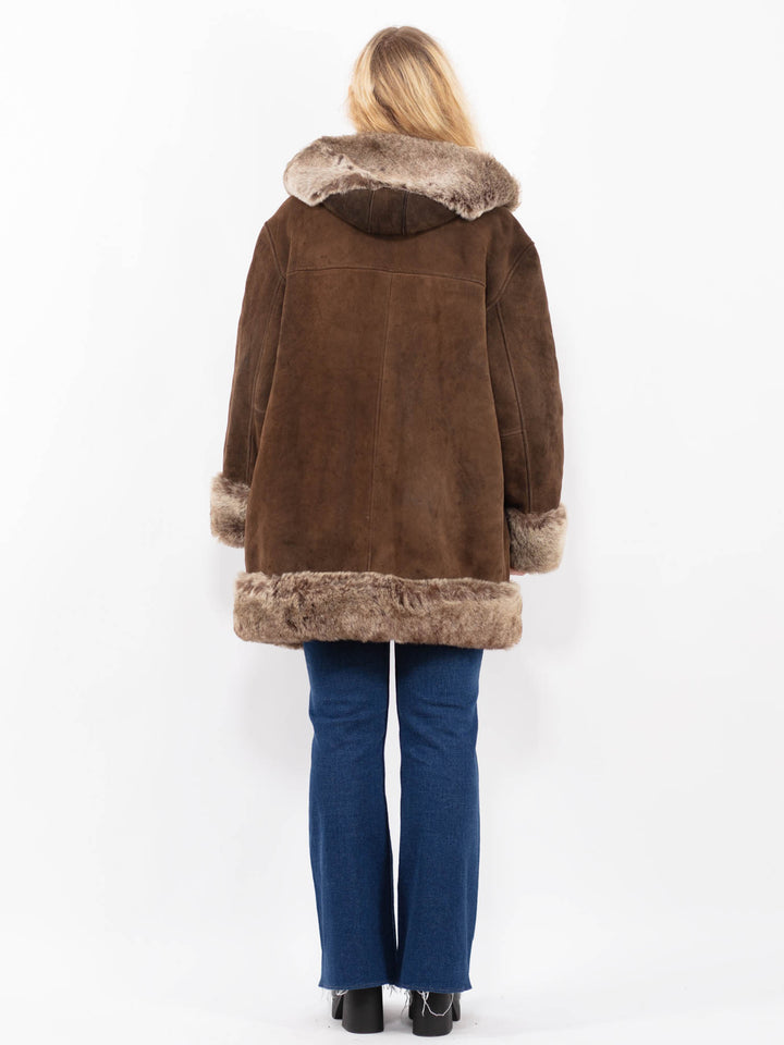 Vintage 90's Women Sheepskin Coat in BrownA0482