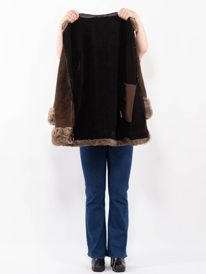 Vintage 90's Women Sheepskin Coat in BrownA0482