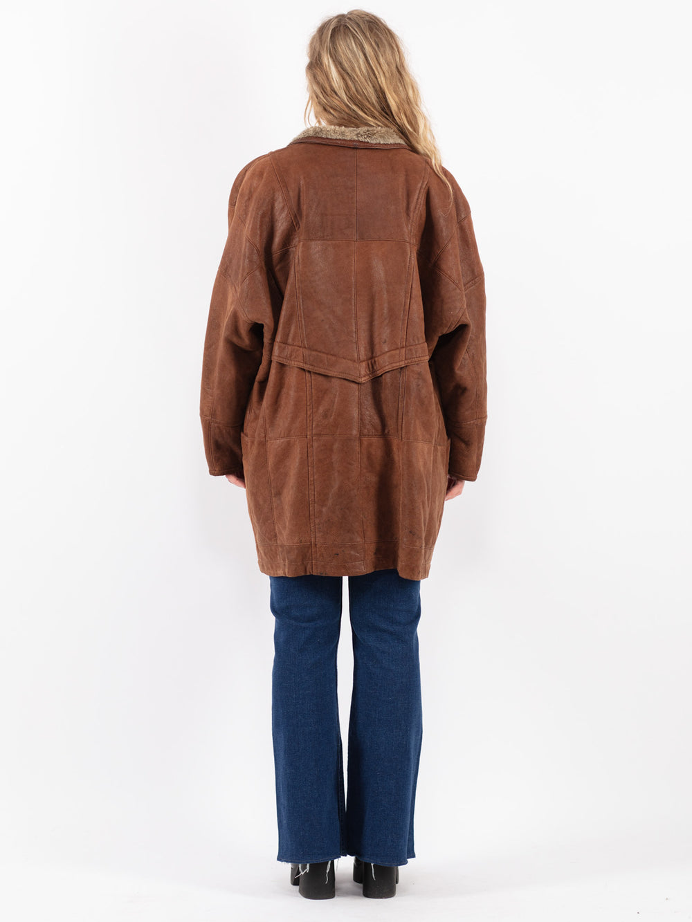 Vintage 90's Women Sheepskin Coat in Brown