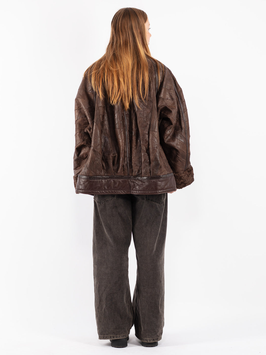 Vintage 90's Women Sheepskin Coat in Brown