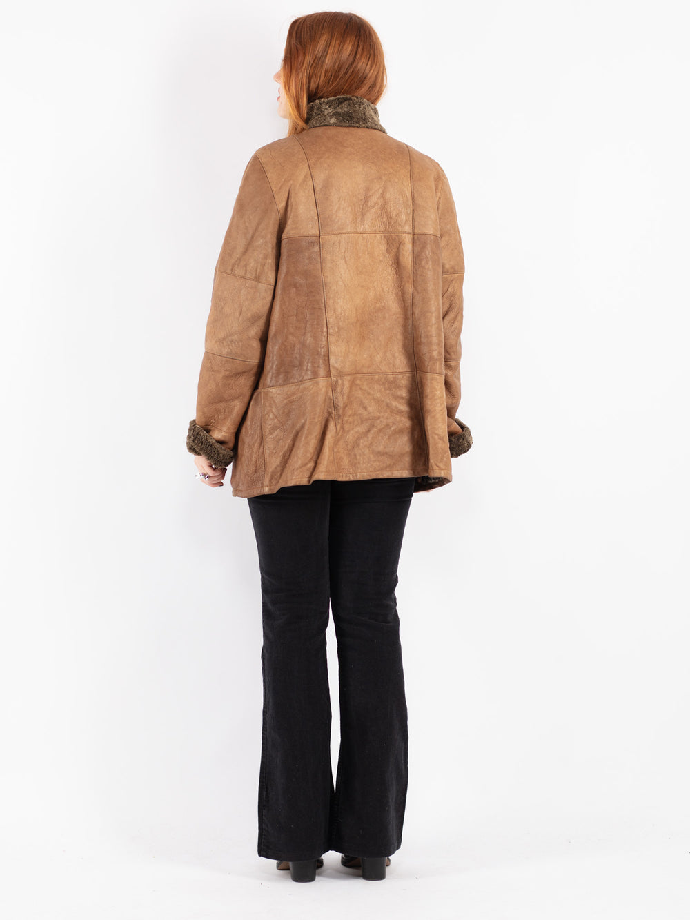 Vintage 90's Women Sheepskin Coat in Brown