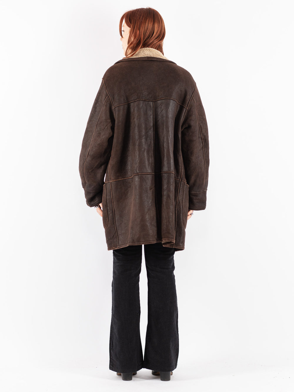 Vintage 90's Women Sheepskin Coat in Brown