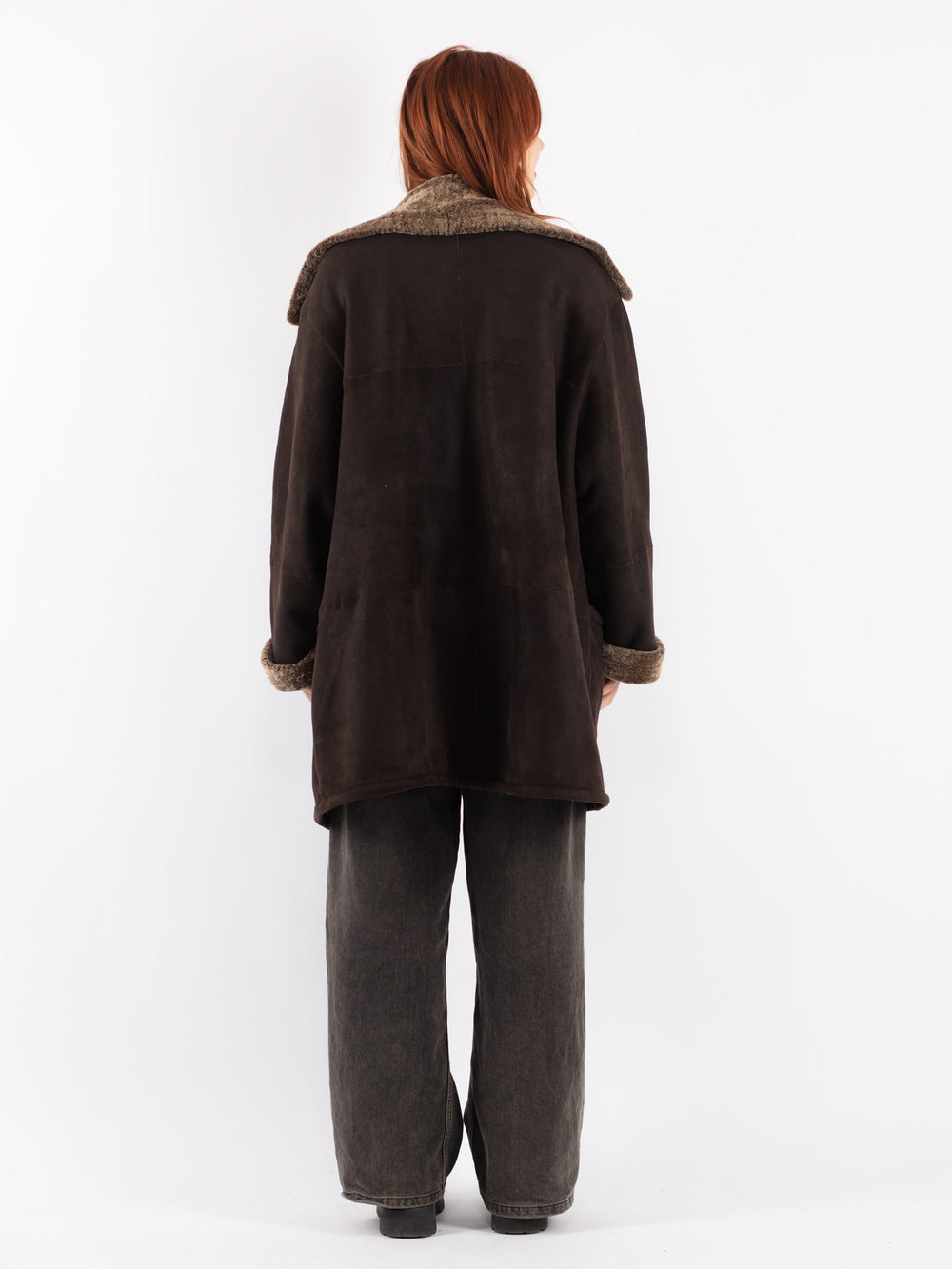 Vintage 90's Women Sheepskin Coat in Brown