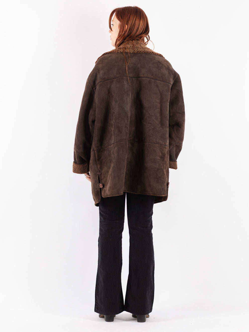 Vintage 90's Women Sheepskin Coat in Brown