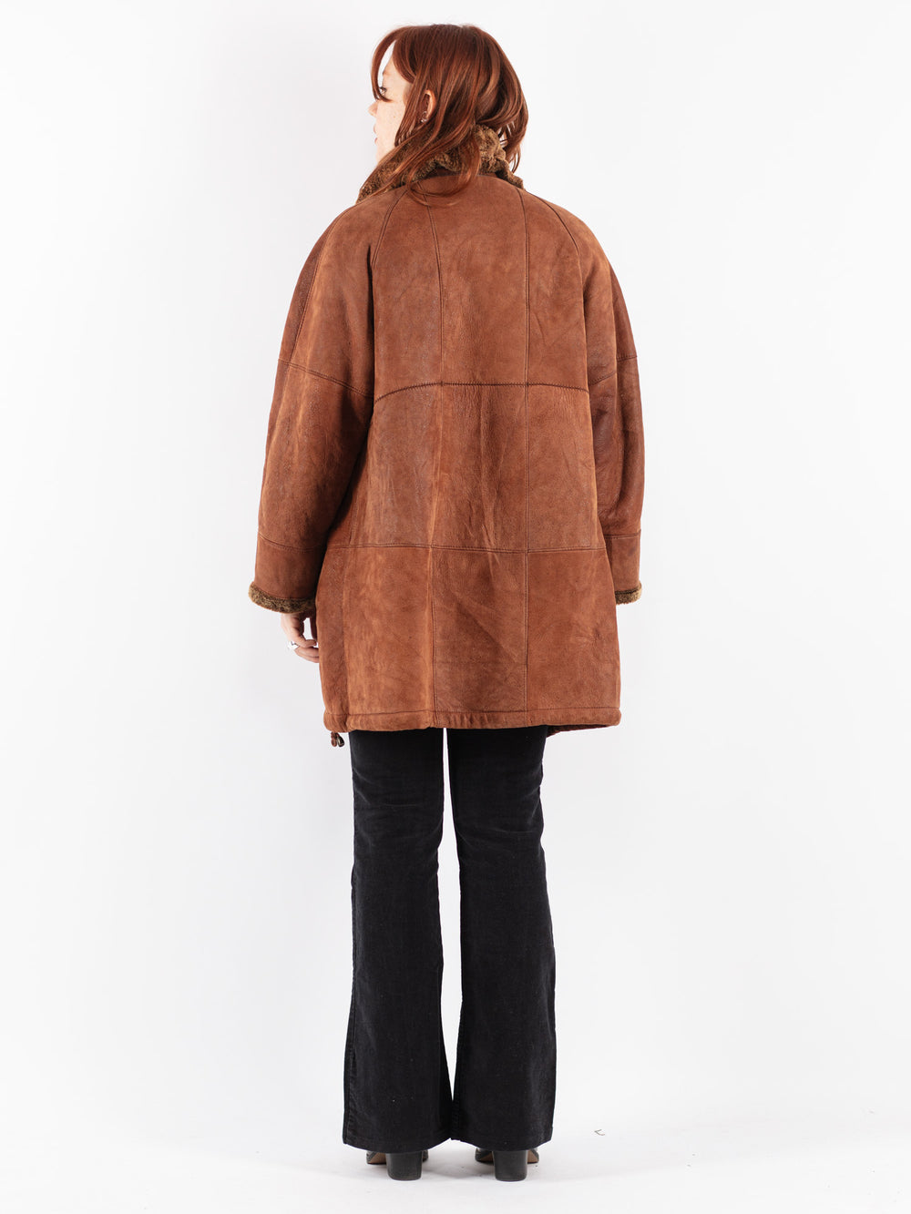 Vintage 90's Women Sheepskin Coat in Brown