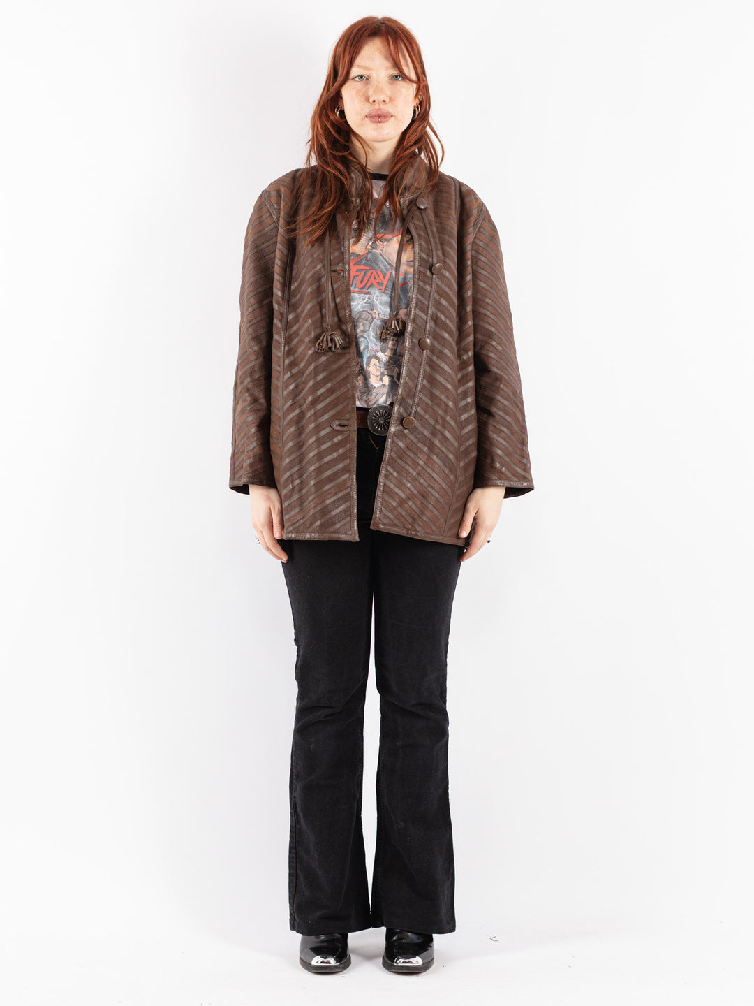 Vintage 90's Women Sheepskin Coat in Brown