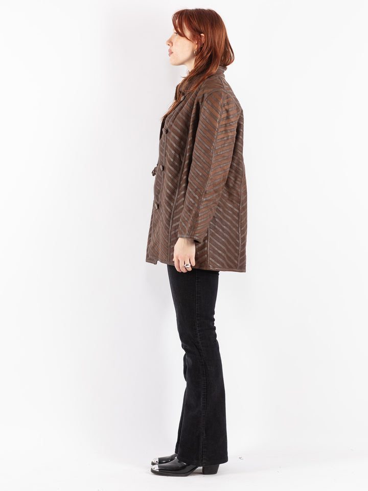 Vintage 90's Women Sheepskin Coat in Brown