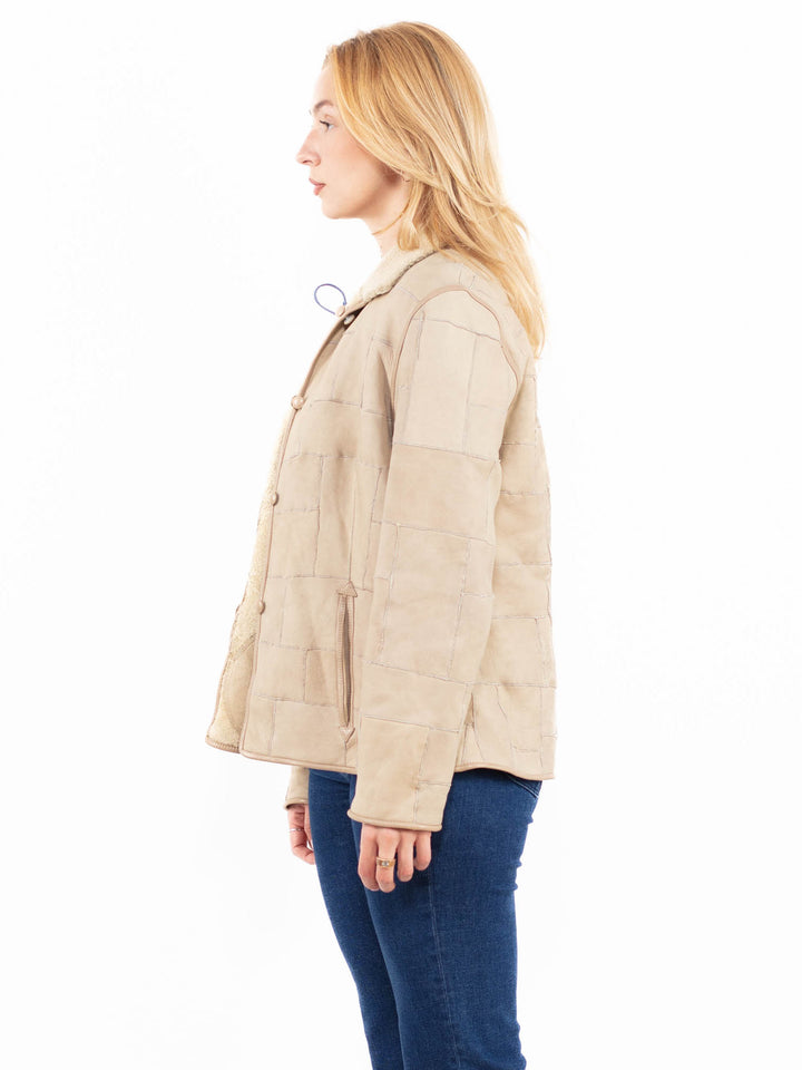 Vintage 90's Women Sheepskin Jacket in BeigeA0038