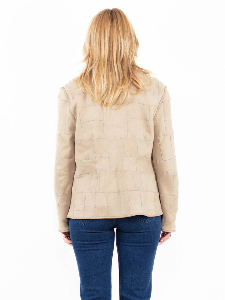 Vintage 90's Women Sheepskin Jacket in BeigeA0038