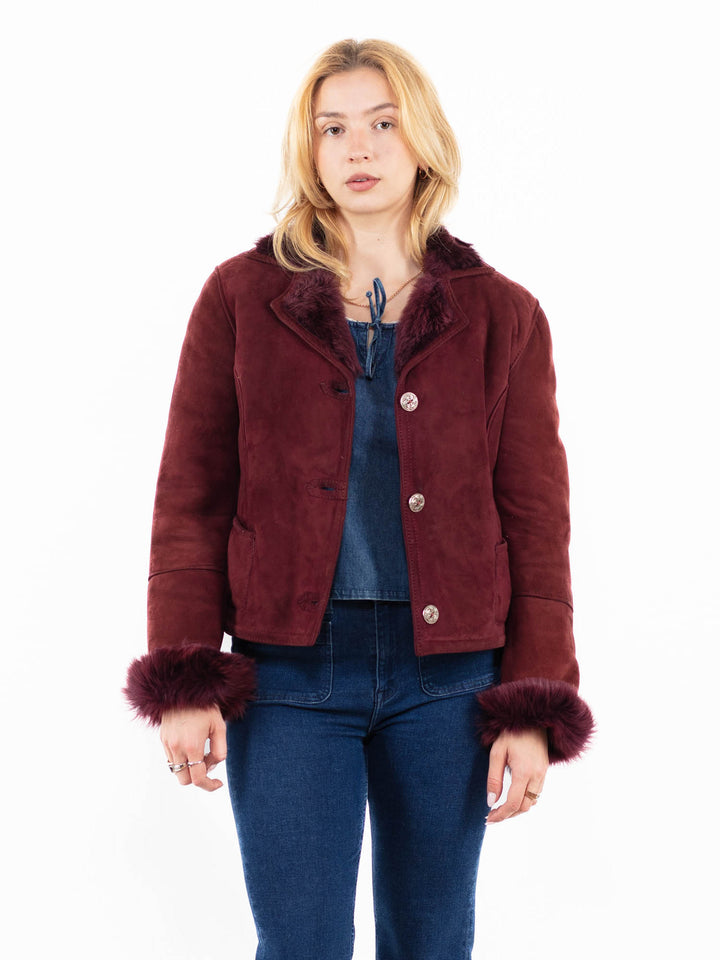 Vintage 90's Women Sheepskin Jacket in RedA0039