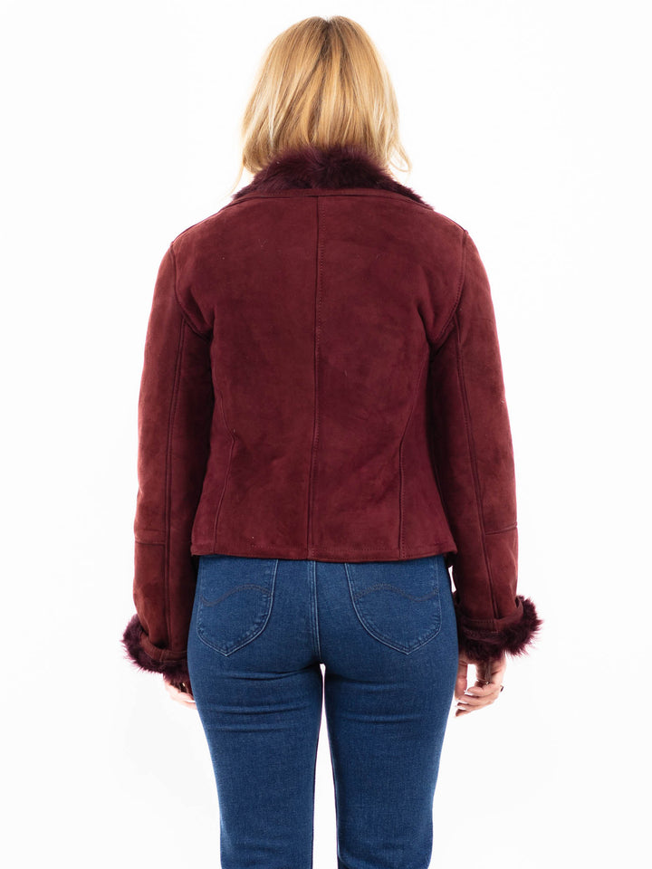 Vintage 90's Women Sheepskin Jacket in RedA0039