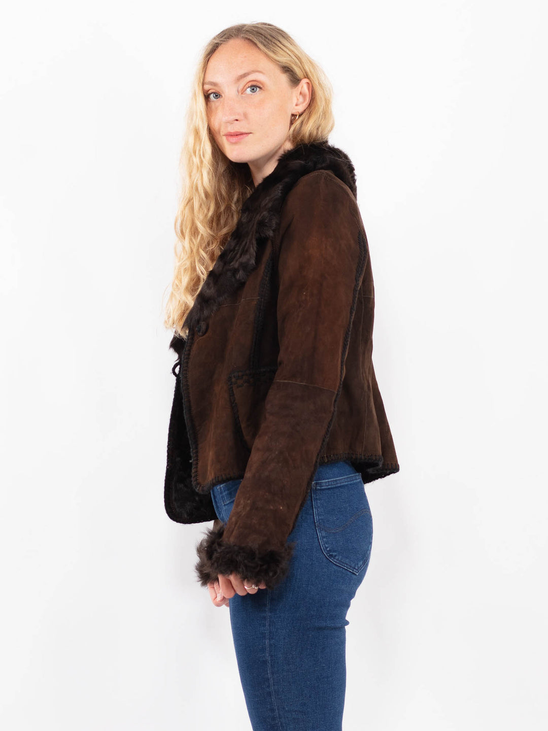 Vintage 90's Women Sheepskin Jacket in BrownA0350