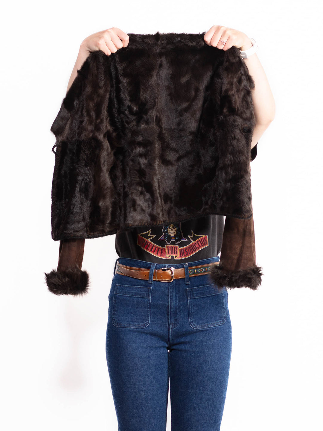 Vintage 90's Women Sheepskin Jacket in BrownA0350