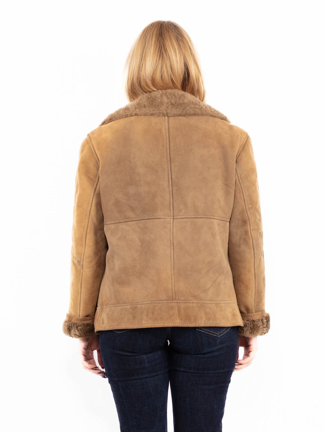 Vintage 90's Women Sheepskin Jacket in Sand Brown