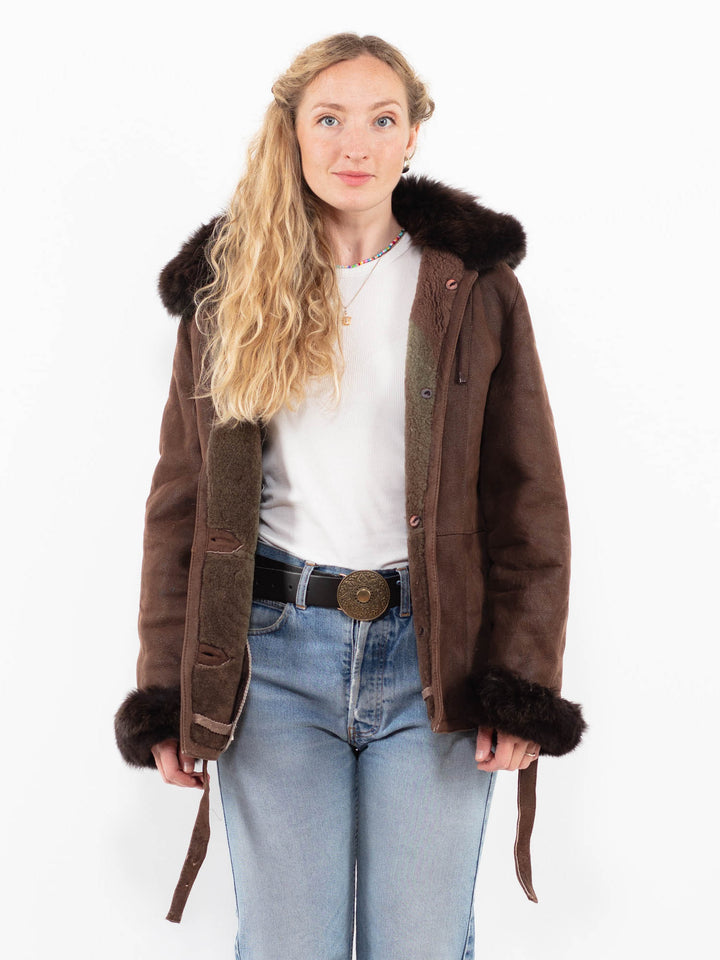 Vintage 90's Women Sheepskin Jacket in BrownA0265