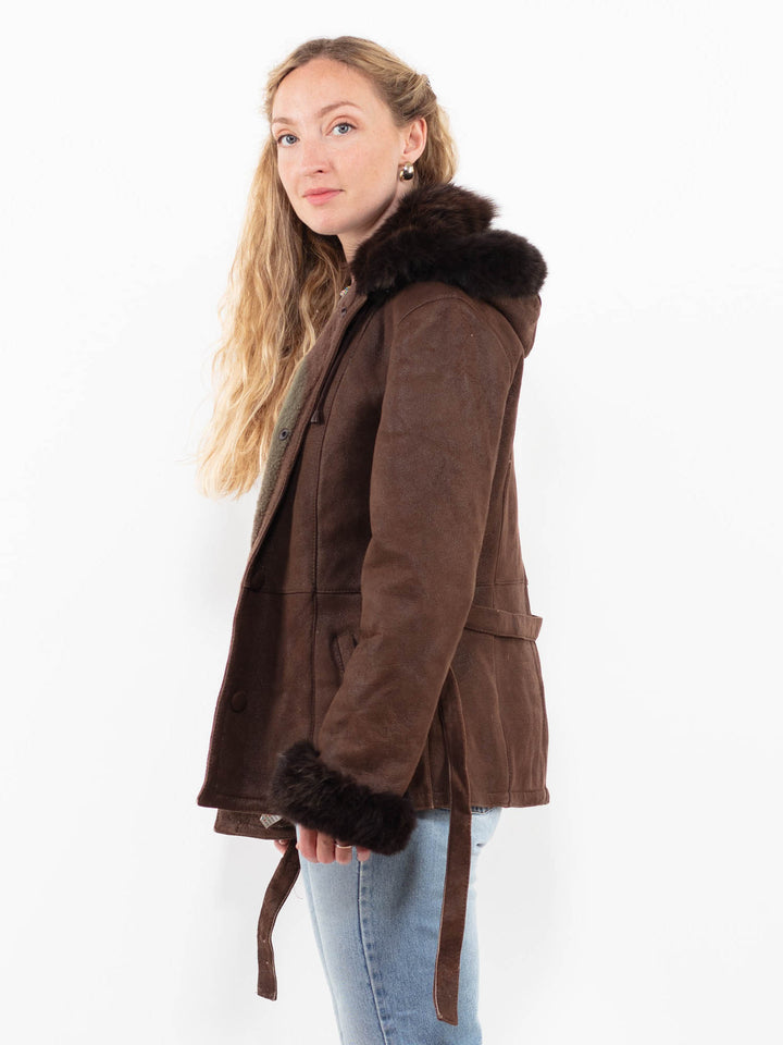 Vintage 90's Women Sheepskin Jacket in BrownA0265