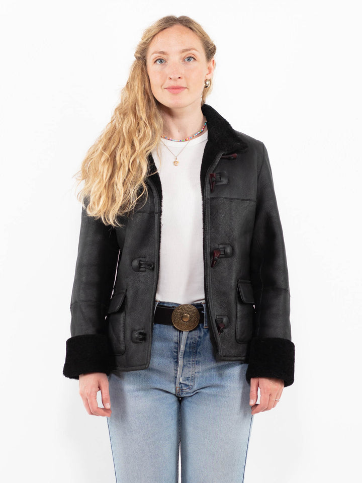 Vintage 90's Women Sheepskin Jacket in BlackA0313