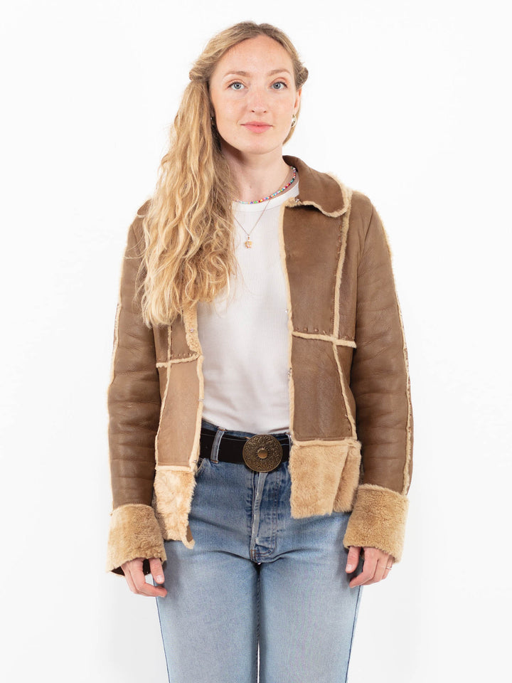 Vintage 90's Women Sheepskin Jacket in BrownA0331