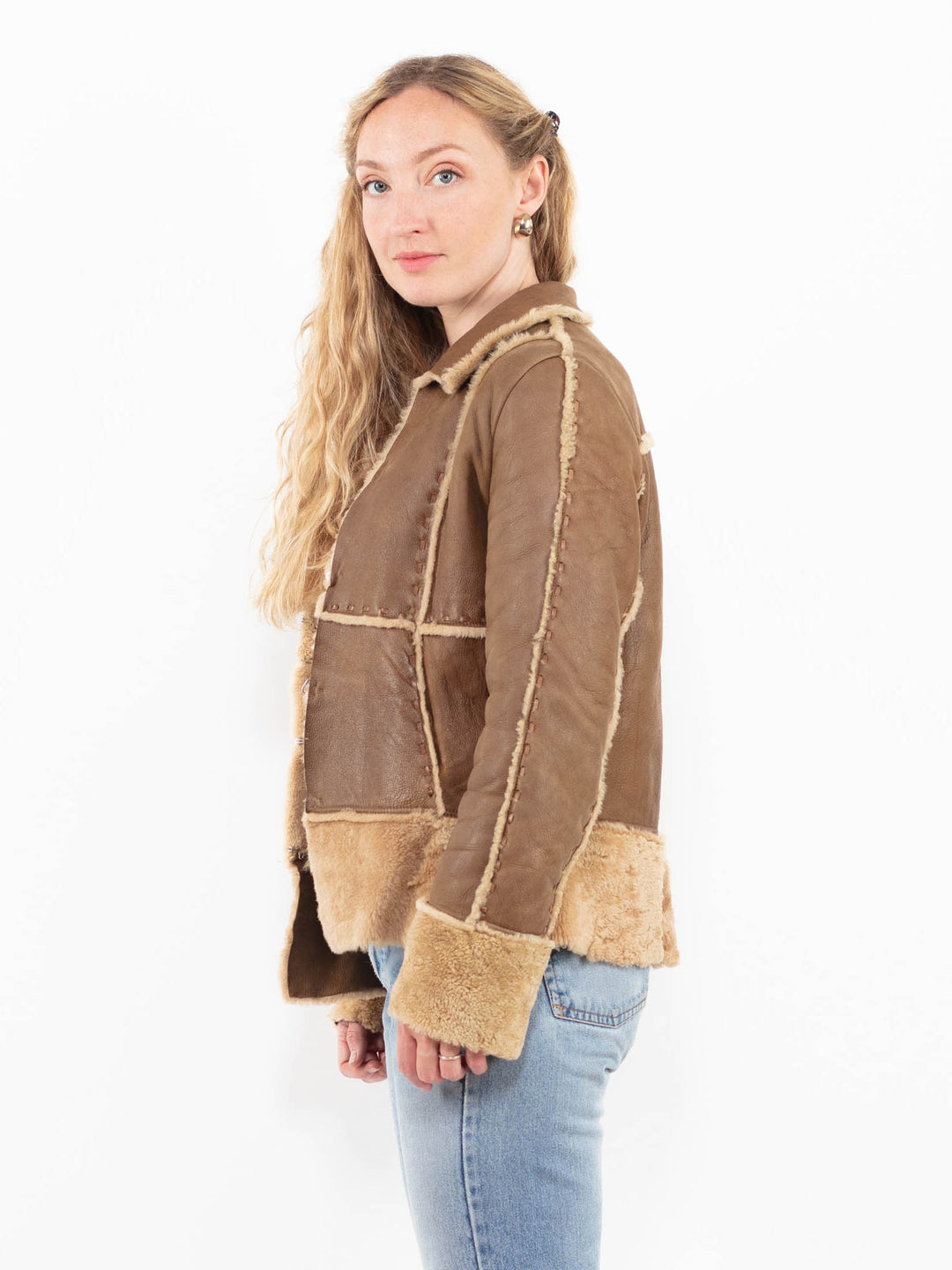 Vintage 90's Women Sheepskin Jacket in BrownA0331