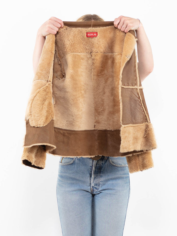 Vintage 90's Women Sheepskin Jacket in BrownA0331