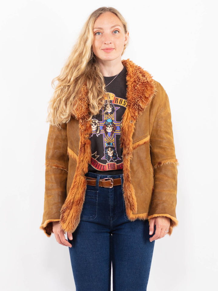 Vintage 90's Women Sheepskin Jacket in BrownA0433