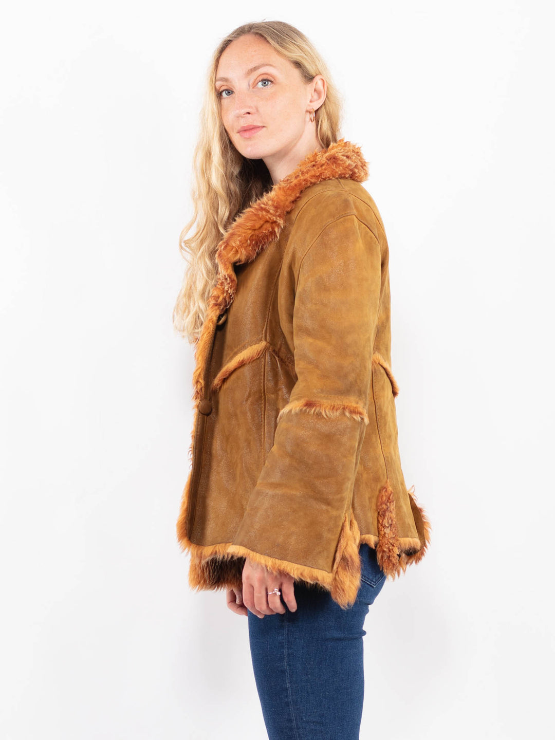 Vintage 90's Women Sheepskin Jacket in BrownA0433