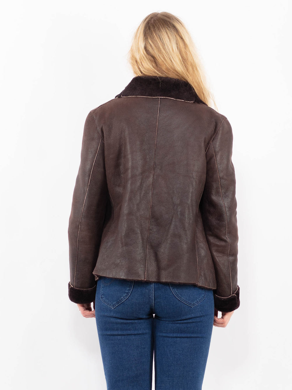Vintage 90's Women Sheepskin Jacket in BrownA0445