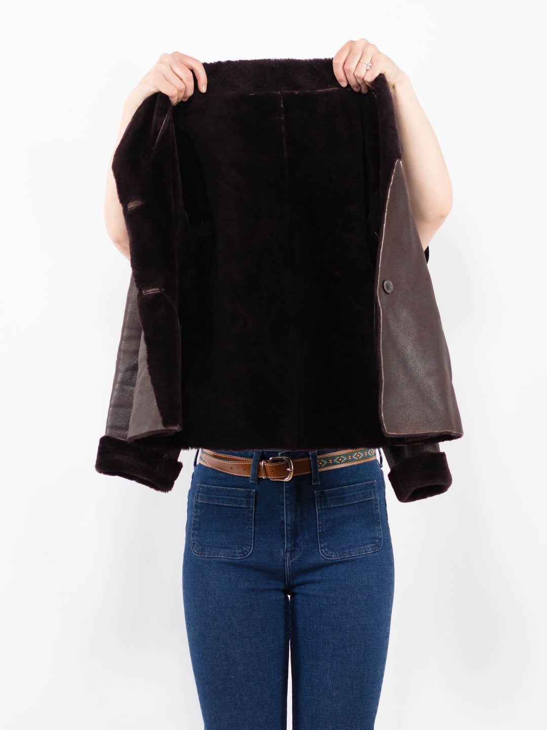 Vintage 90's Women Sheepskin Jacket in BrownA0445