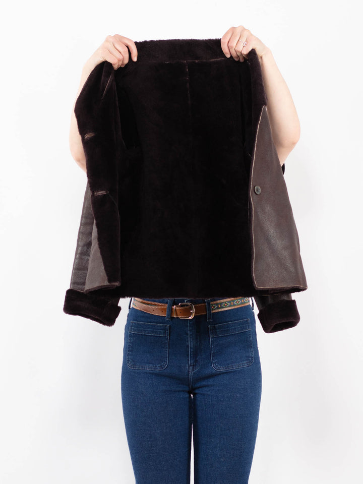 Vintage 90's Women Sheepskin Jacket in BrownA0445
