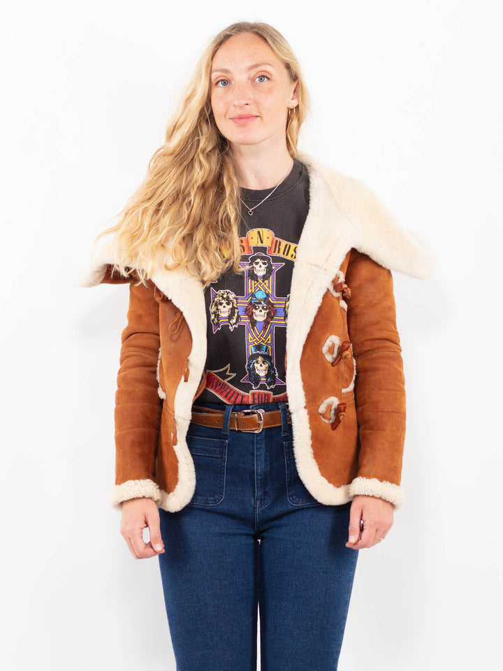 Vintage 90's Women Sheepskin Jacket in BrownA0448