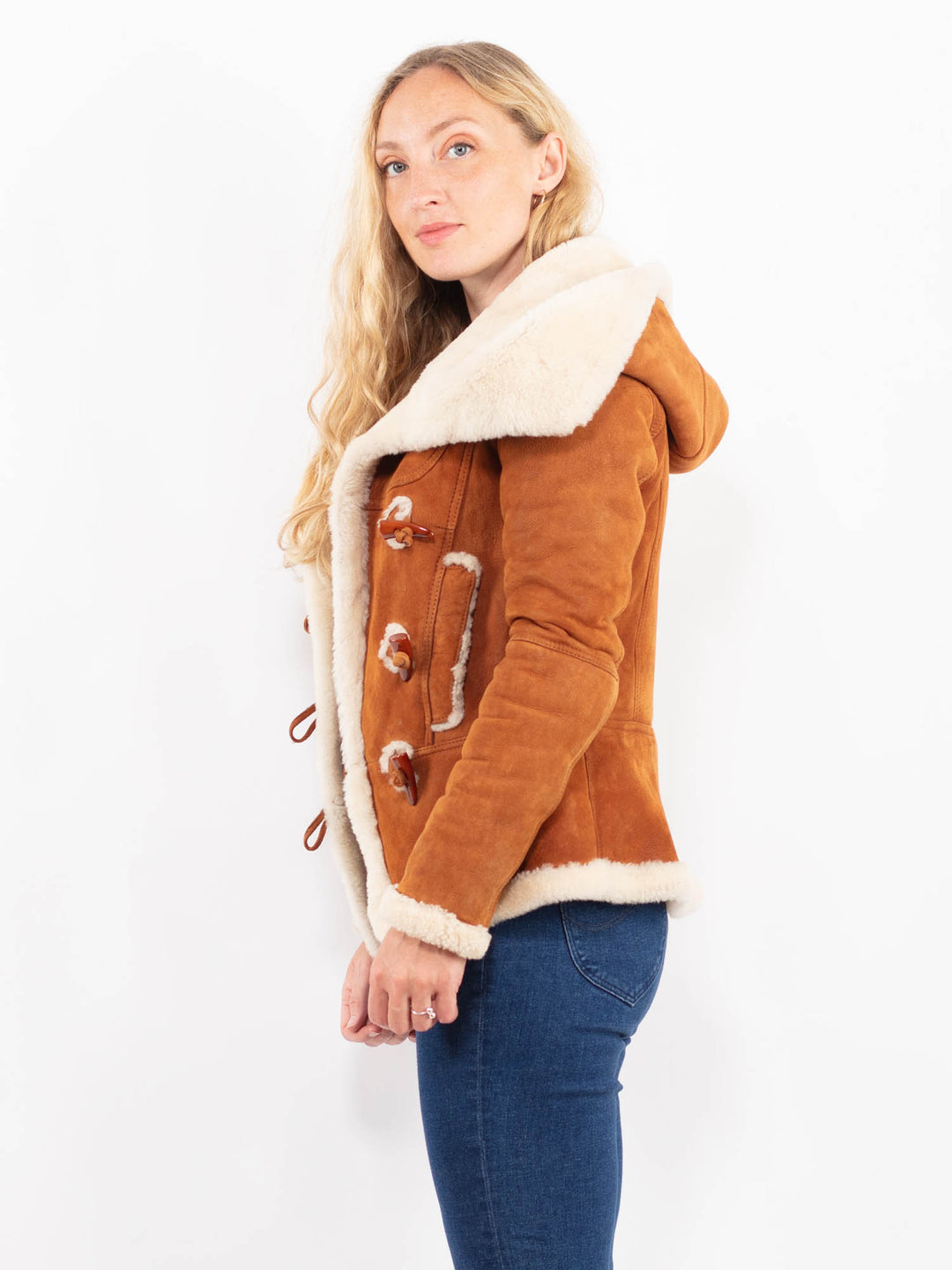 Vintage 90's Women Sheepskin Jacket in BrownA0448