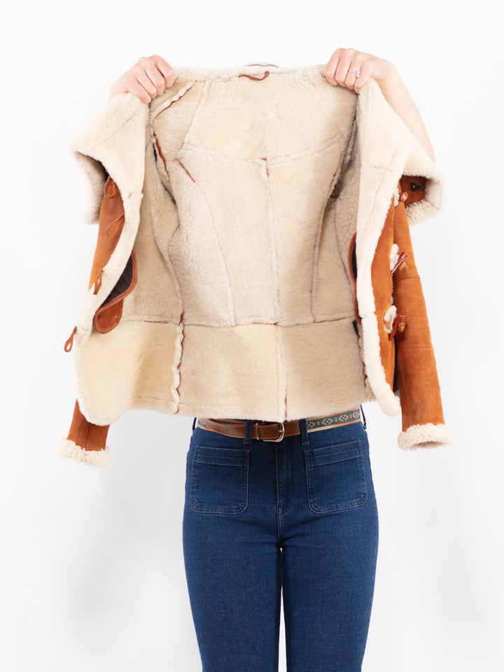 Vintage 90's Women Sheepskin Jacket in BrownA0448