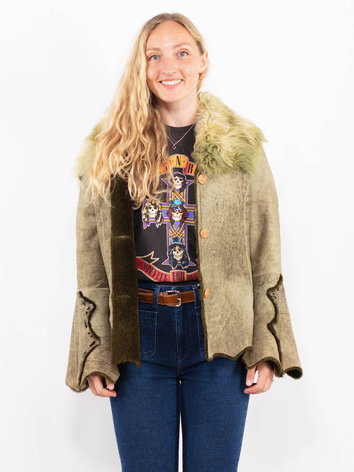 Vintage 90's Women Sheepskin in GreenA0486