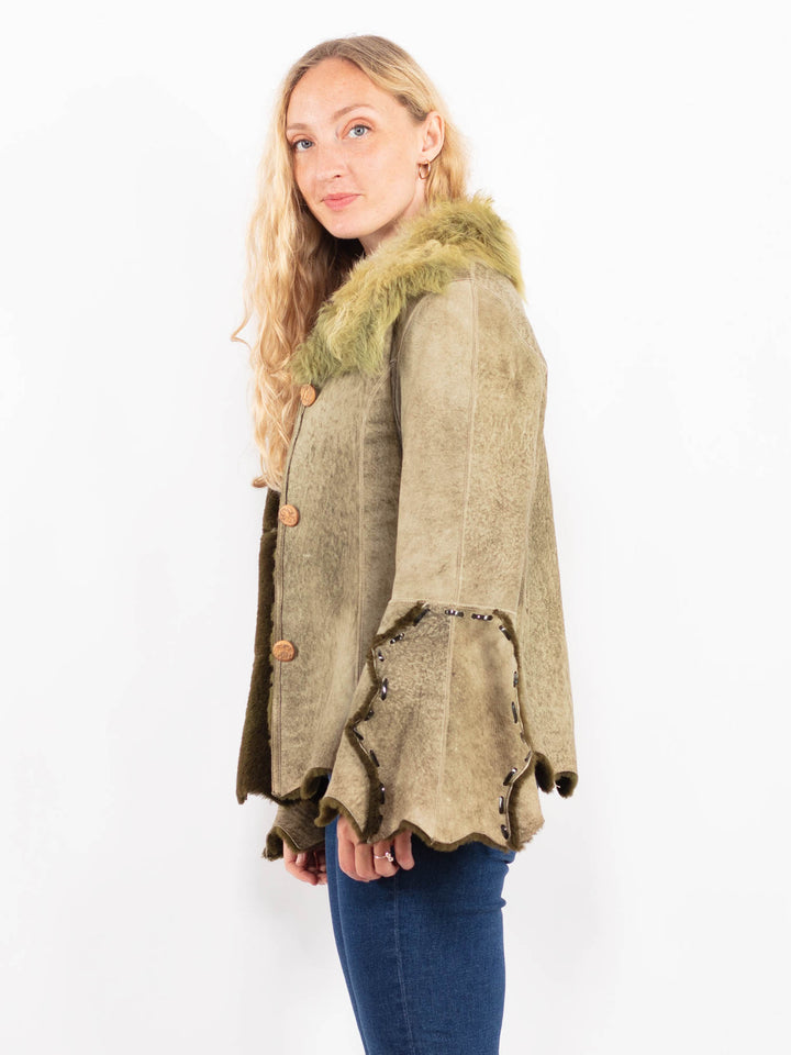 Vintage 90's Women Sheepskin in GreenA0486