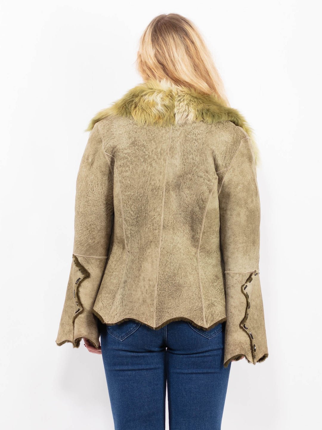 Vintage 90's Women Sheepskin in GreenA0486