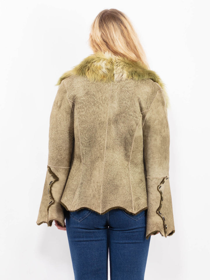Vintage 90's Women Sheepskin in GreenA0486