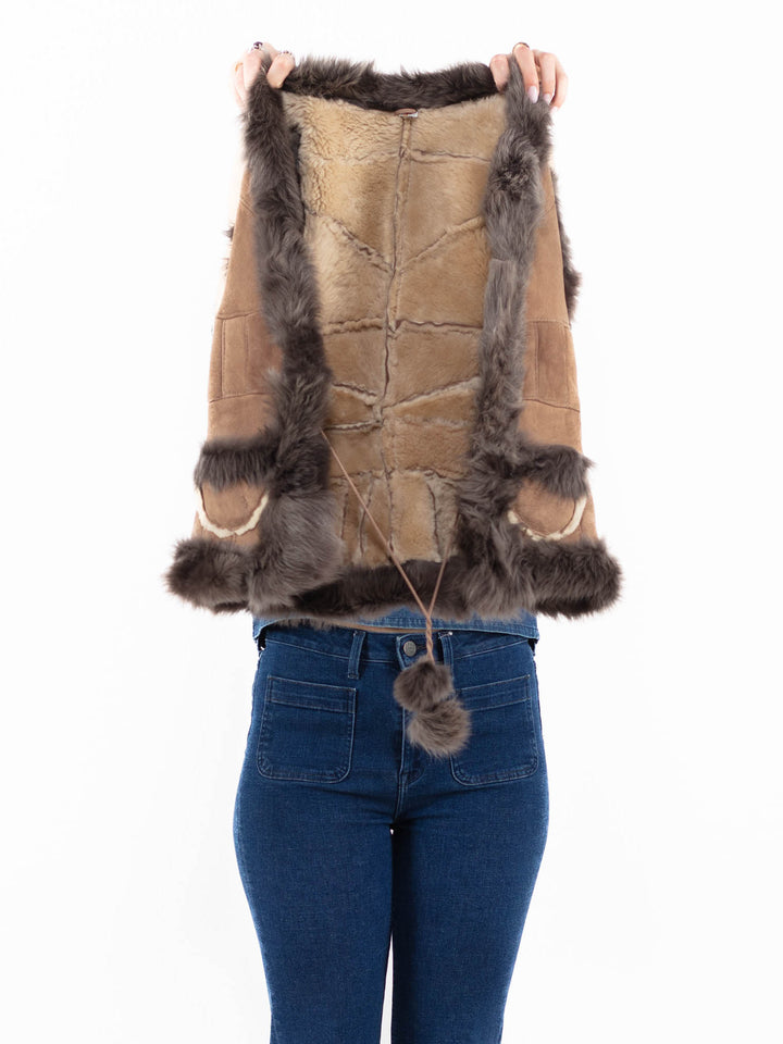 Vintage 90's Women Sheepskin Vest in BeigeA0034
