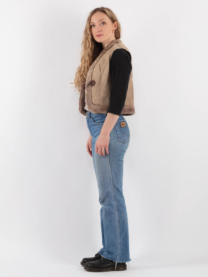 Vintage 90's Women Sheepskin Vest in BeigeV9332