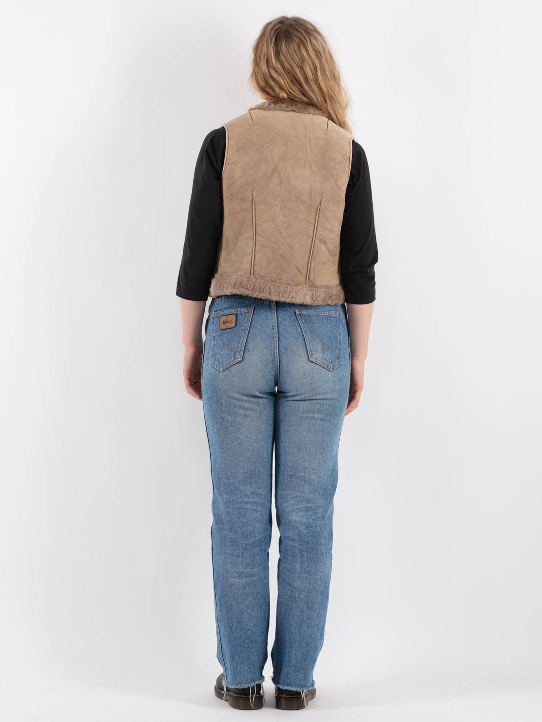 Vintage 90's Women Sheepskin Vest in BeigeV9332