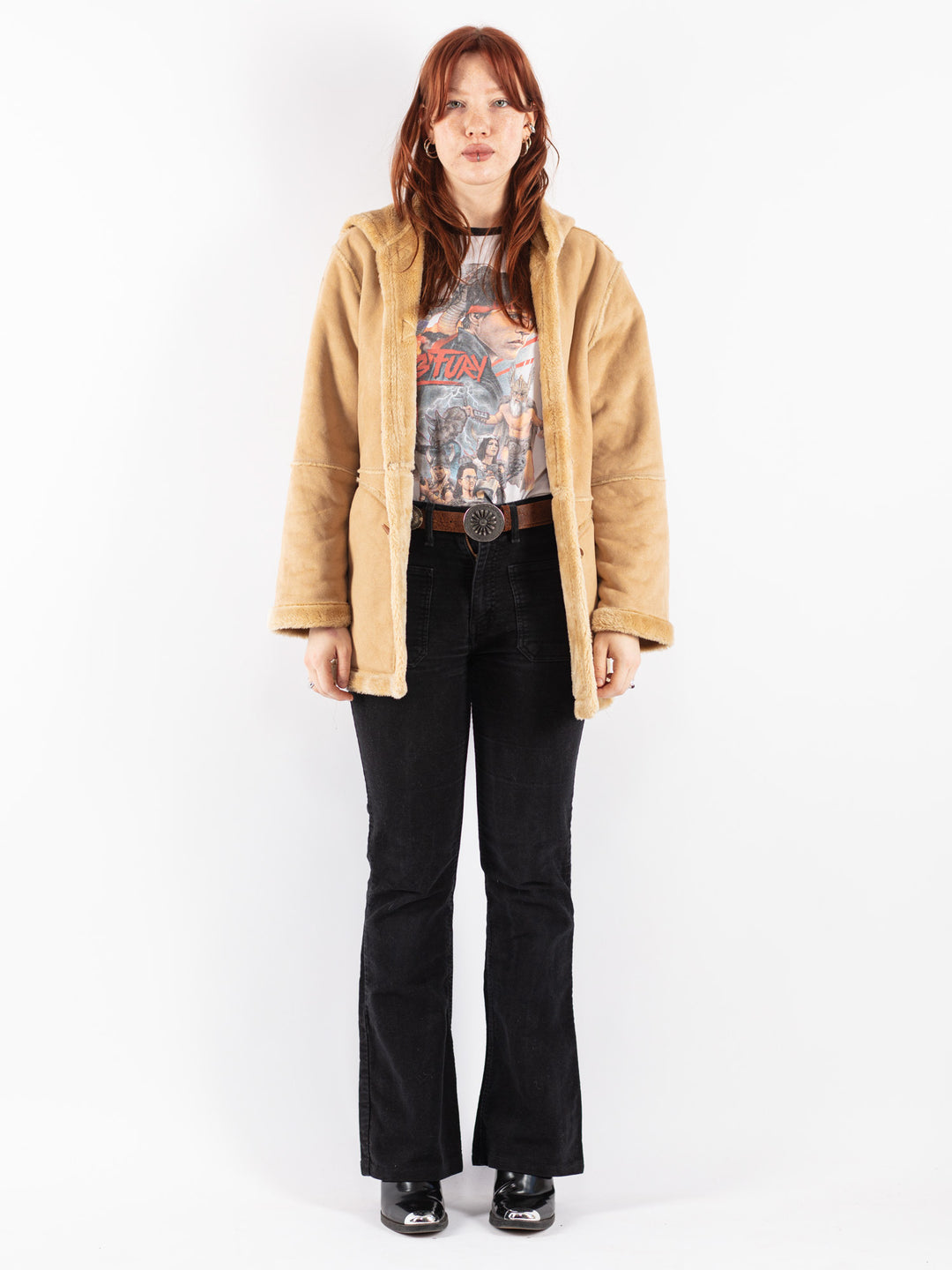 Vintage 90's Women Sherpa Coat in Beige