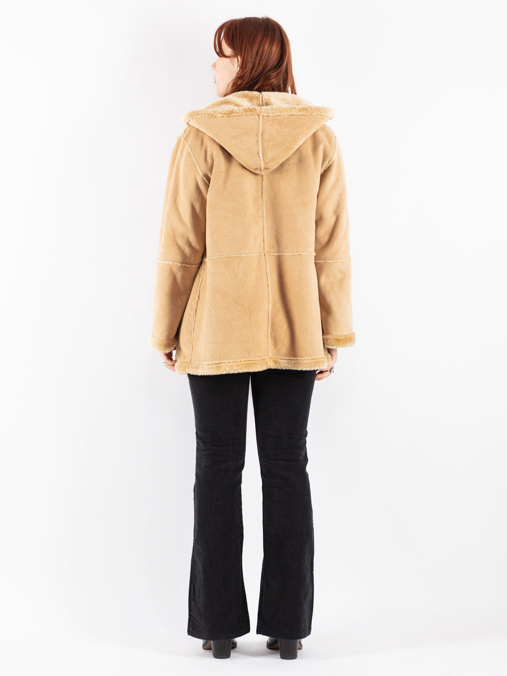 Vintage 90's Women Sherpa Coat in Beige