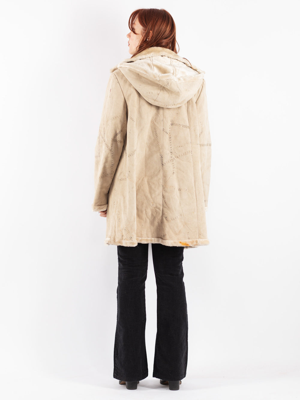 Vintage 90's Women Sherpa Coat in Beige
