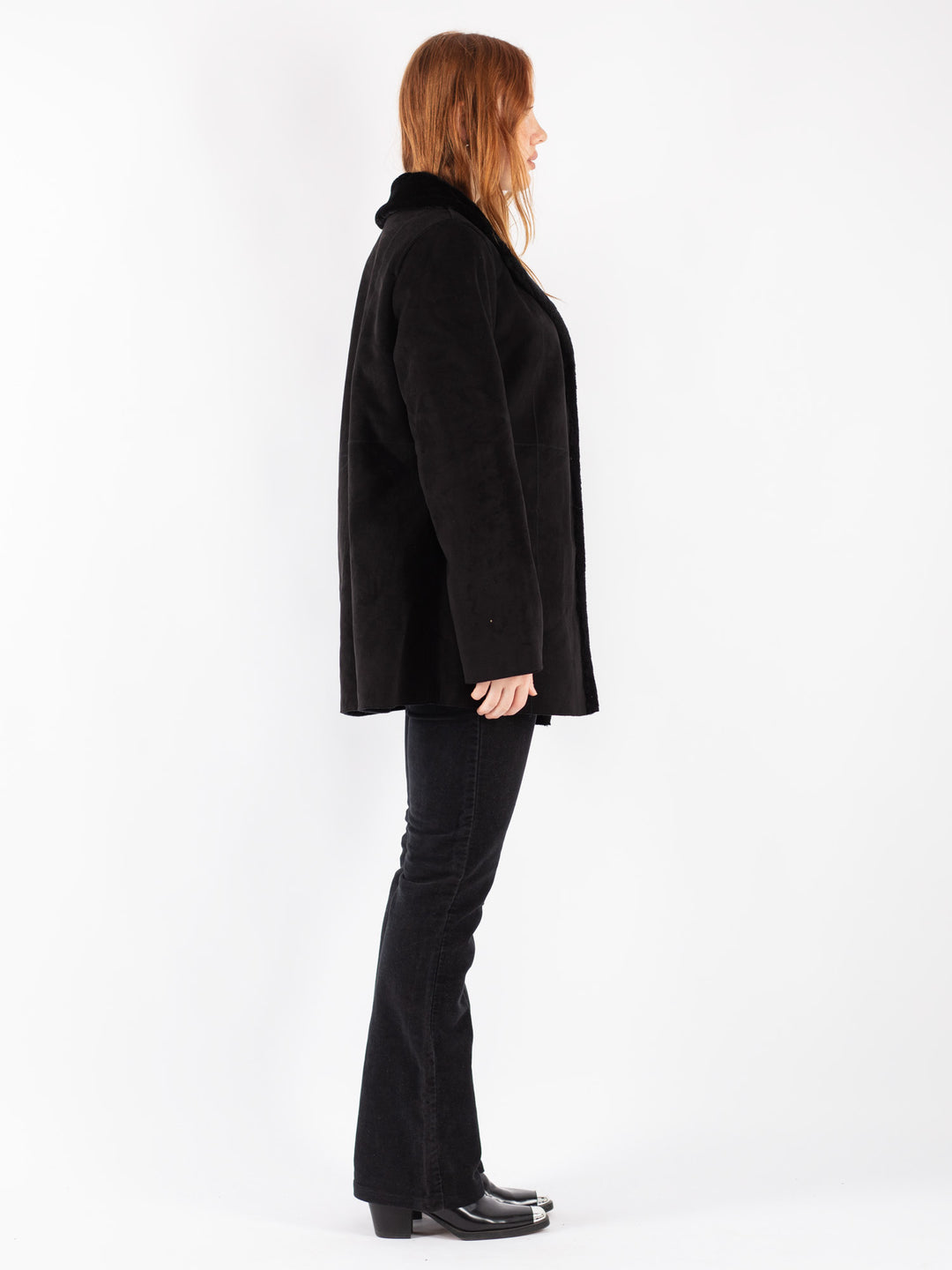 Vintage 90's Women Sherpa Coat in Black