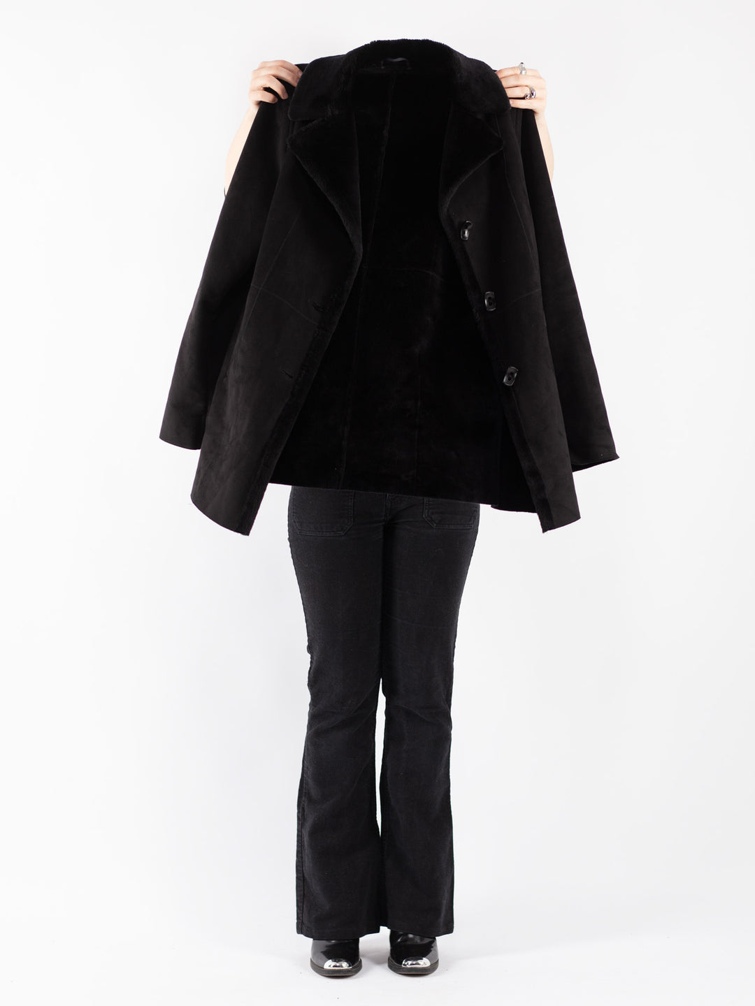 Vintage 90's Women Sherpa Coat in Black