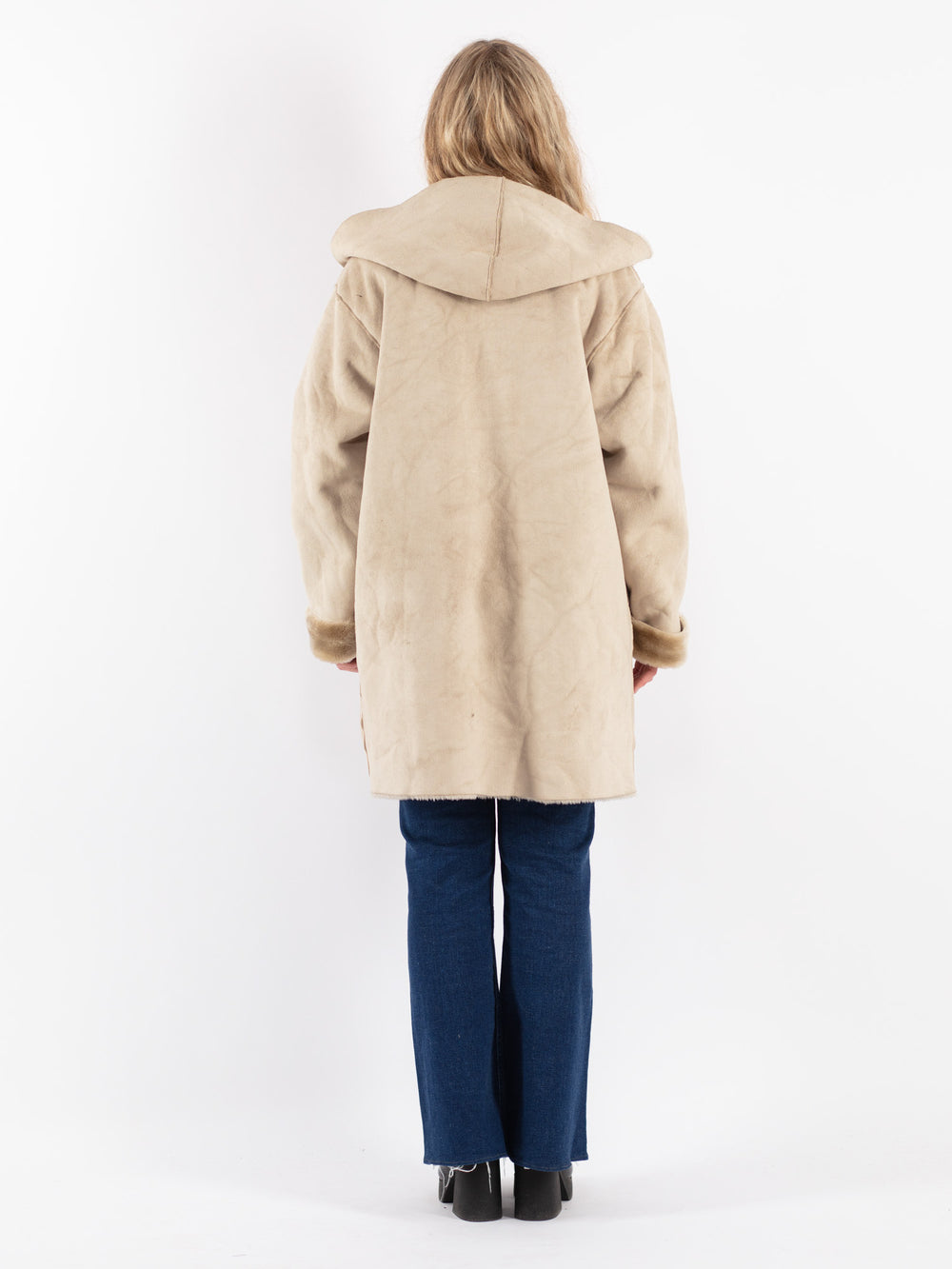 Vintage 90's Women Sherpa Coat in Beige