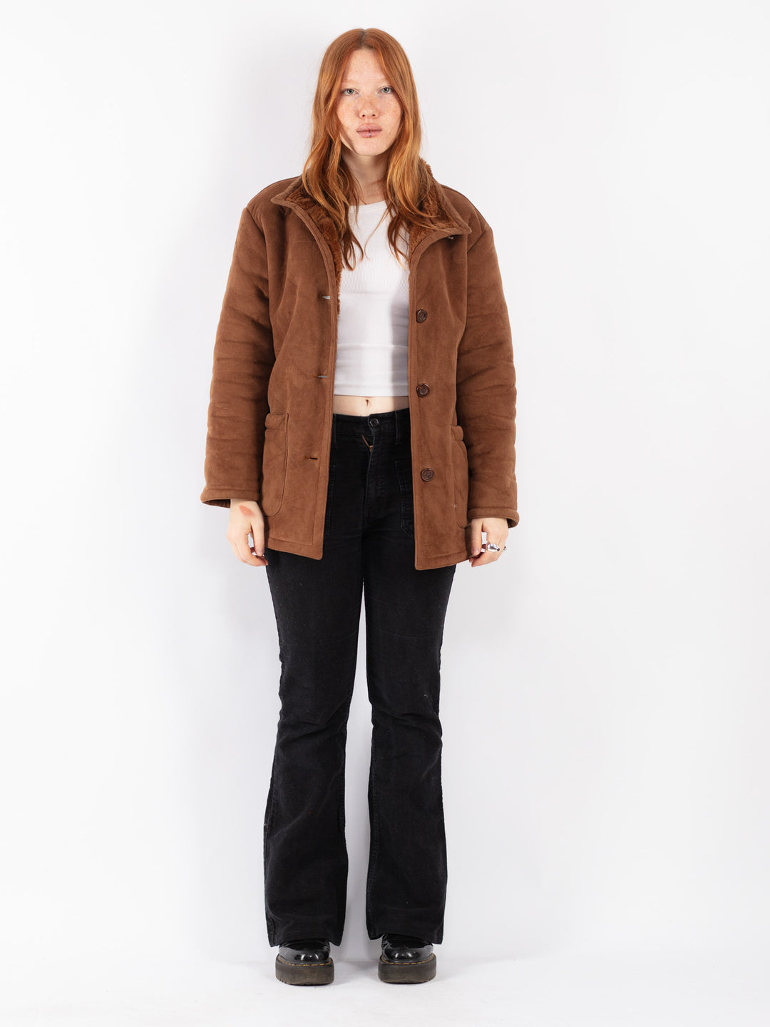 Vintage 90's Women Sherpa Coat in Brown