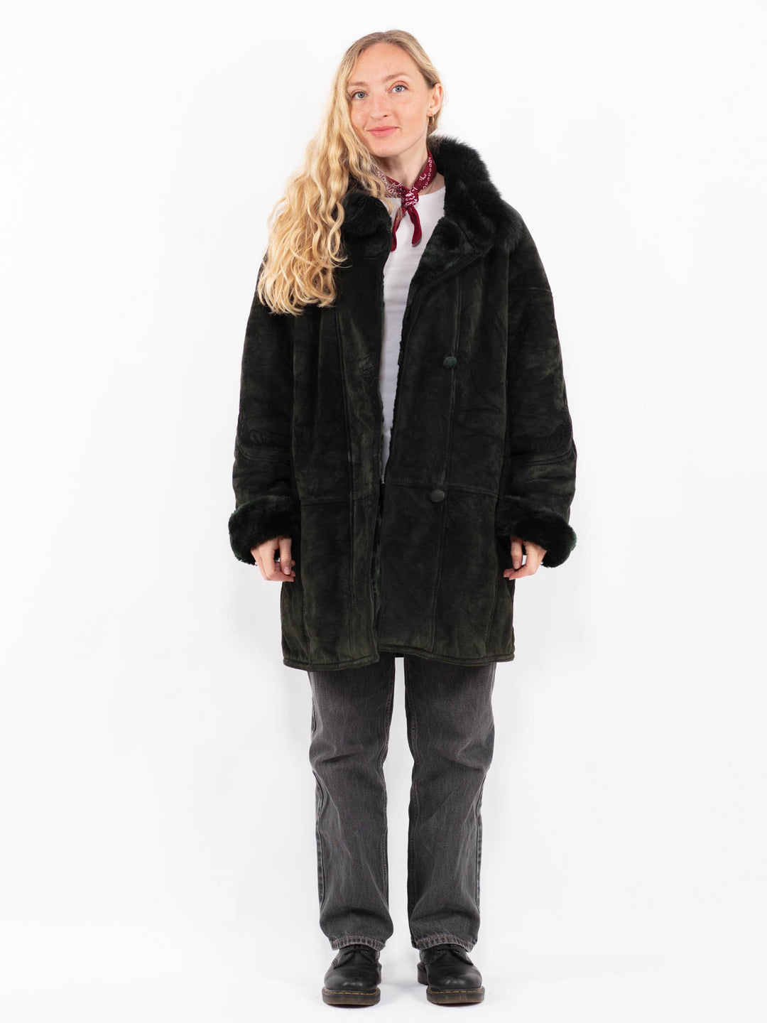 Vintage 90's Women Suede Sherpa in GreenA0586