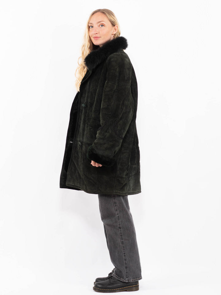 Vintage 90's Women Suede Sherpa in GreenA0586