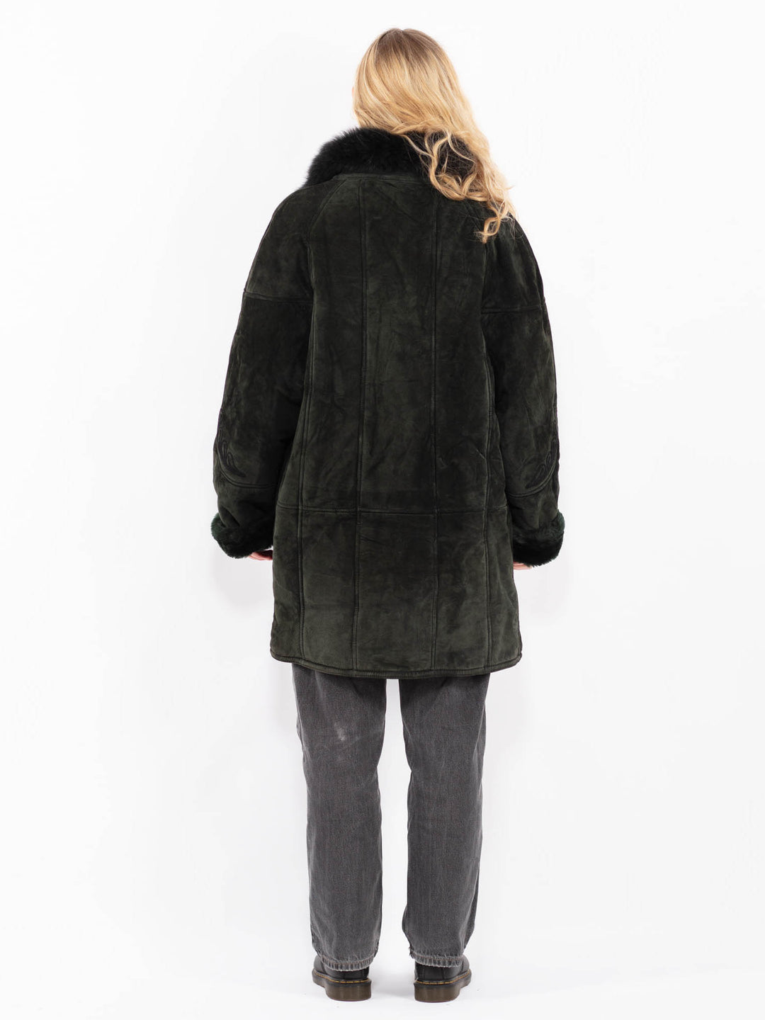 Vintage 90's Women Suede Sherpa in GreenA0586