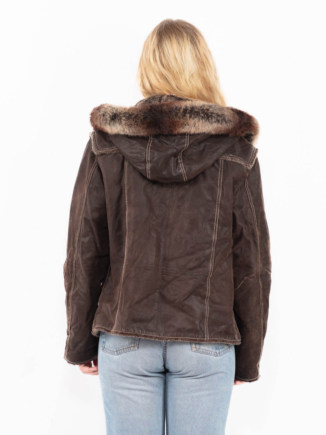 Vintage 90's Women Suede Sherpa Jacket in BrownA0507